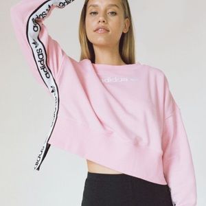 Adidas Originals Side Tape Cropped Pink Sweatshirt